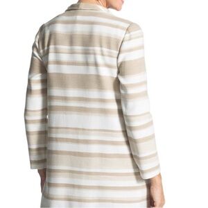 Chicos Ivory & Tan Striped colored Open Cardigan Duster